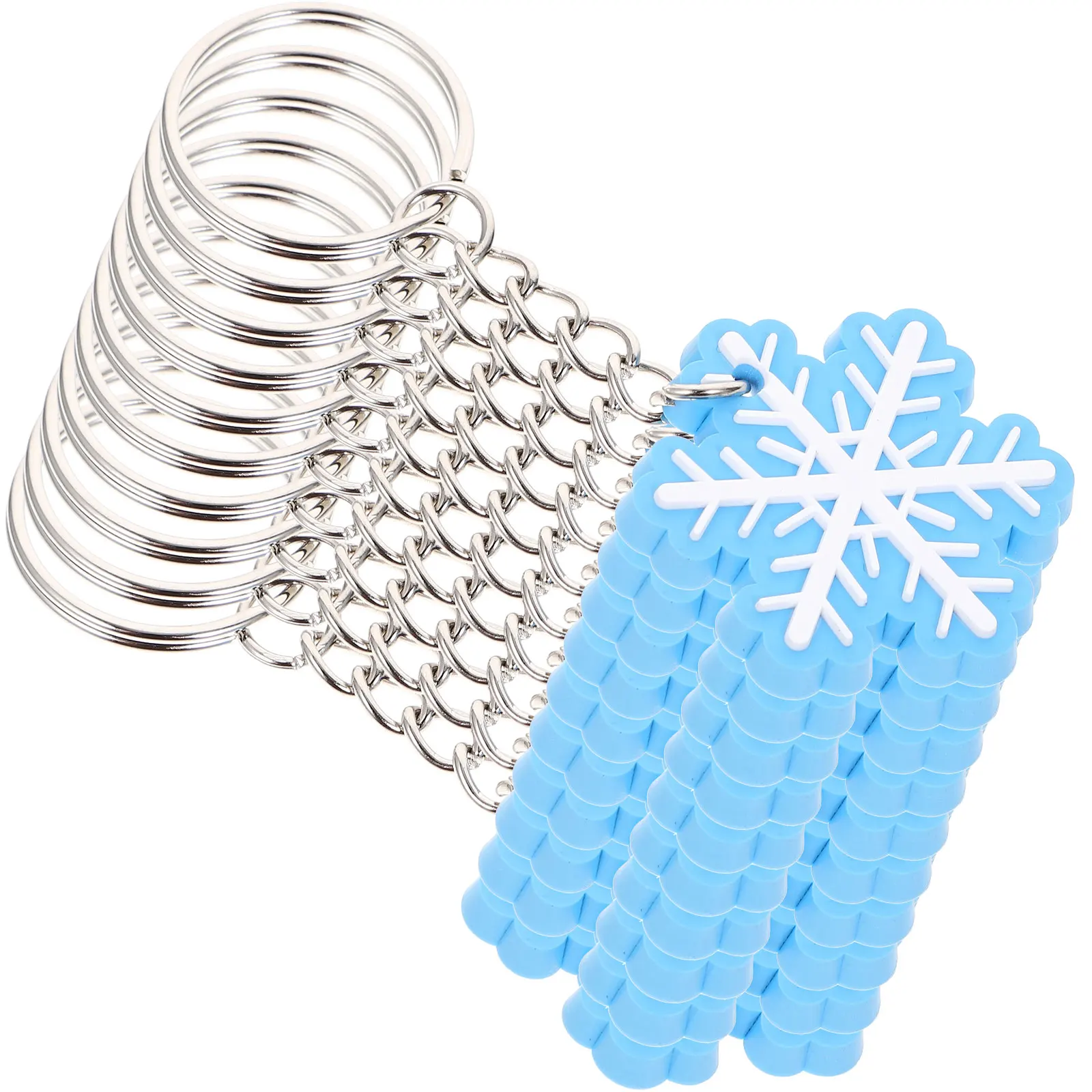 

10pcs Snowflake Keychain Lovely Xmas Pendants Practical Everyday Use Christmas Decor Cartoon Hanging Keychains Gifts