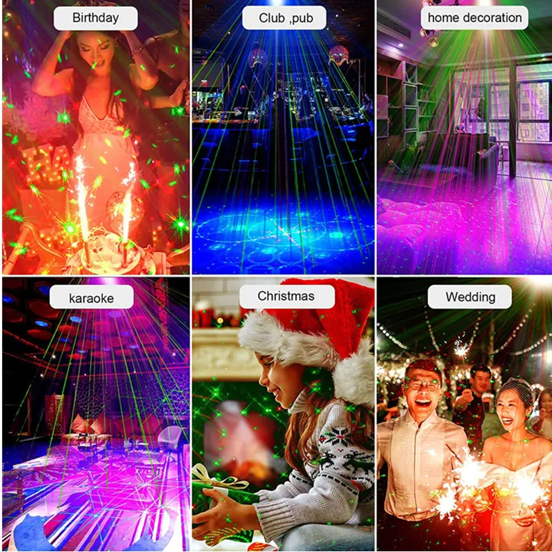 Party Light Disco Projector Light Sound Control DJ Stage Effect Strobe Indoor Birthday Bar Club Christmas Wedding Home Decoratio