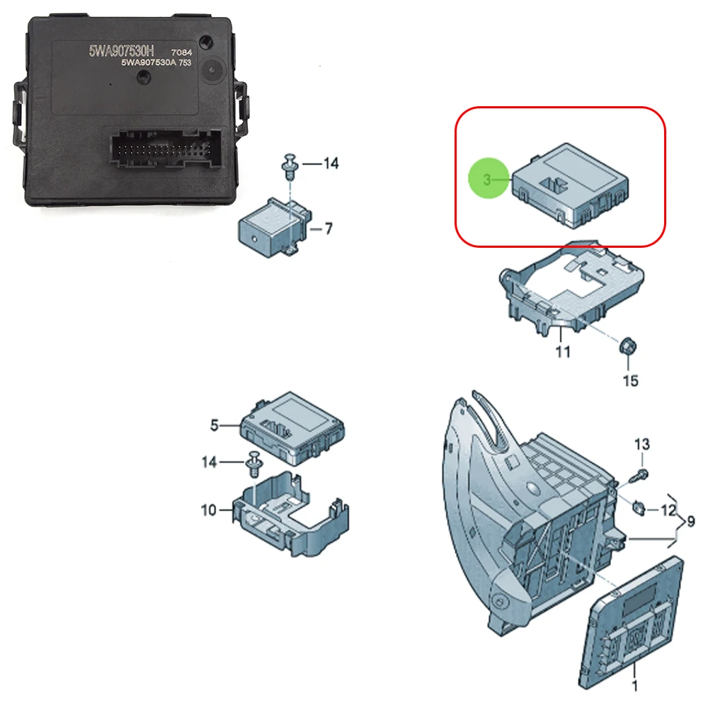 For VW EVO Golf mk8 Skoda Octavia MK4 A8 For Seat Leon For Audi A3 S3 2021Gateway module 5WA 907 530 H J D 5WA907530D/J/H