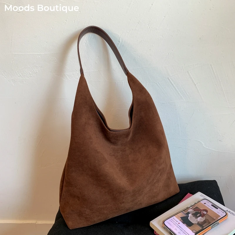 

MOODS Multi Colors Underarm Shoulder Hobo Bag Set For Women Faux Suede 2-IN-1 Large Capacity Shopper Totes With Small Pouch 2025