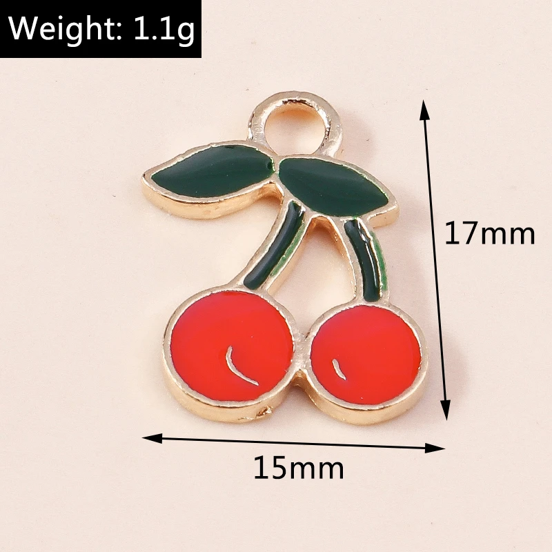 20 Stück Niedliche Gemischte Frucht-Anhänger Emaille Erdbeer-Trauben-Kirsch-Charms für Schmuckherstellung Halsketten Ohrringe DIY Basteln Geschenk – Detail 5