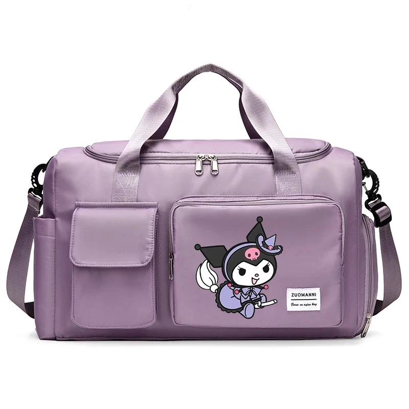 Sanrio Anime Handbag Travel Bag Hello Kitty Large Capacity Clothing Storage Bag Gym Luggage Bag with Shoe Cabinet Girl\'s Gift