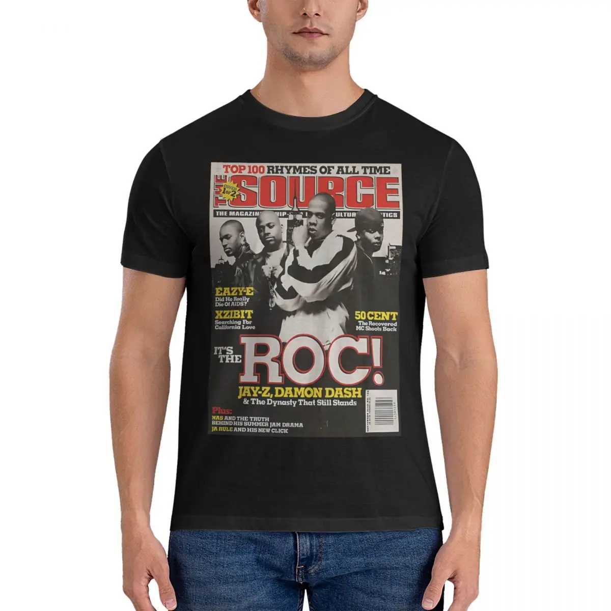 The ROC, Source Magazine Cover T-Shirt Men JAY-Z Leisure 100% Cotton Tee Shirt O Neck Short Sleeve T Shirt Summer Clothing