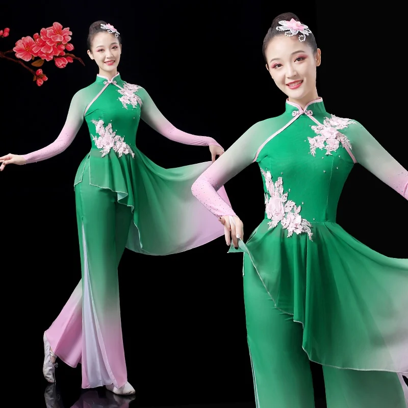 Yangko Dance Costume Women Chinese National Dancing Dancer Wear Elegant Square Dance Outfit Traditional Folk Practise Suit