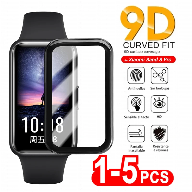 9D Curved Edge Protective Film For Xiaomi Band 8 7 Pro Full Screen Protector For Xiaomi Mi Band 4 5 6 7 8 Smartwatch Accessories