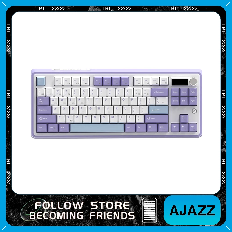 

Ajazz Ak870 Mechanical Keyboard Three Mode Wired 2.4g Wireless Bluetooth 84 Keys Gasket Hot Swap Rgb Customized Gaming Keyboard