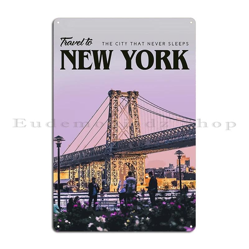 New York City Modern Travel Poster New york Manhattan city Metal Retro Home Garage Living Room Character Tin Sign Poster