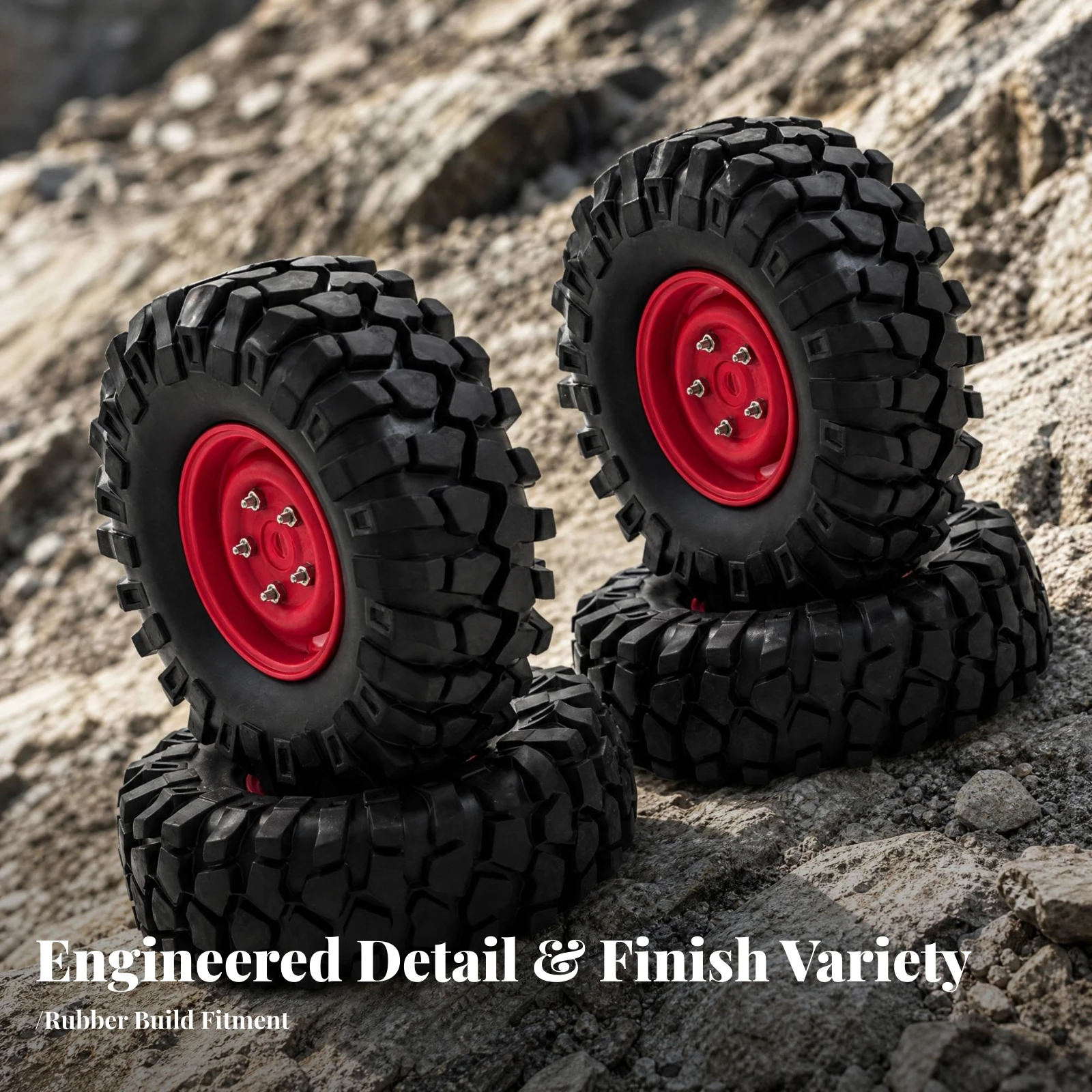 RC Crawler Wheel Assembly High Traction Miniature Crawler Tire Wheel and Tire Assembly Rugged Part Wear Resistant