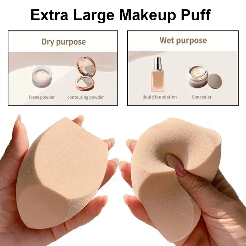 Soffio cosmetico per fondotinta in spugna per trucco di grandi dimensioni Soffio per cipria morbido a tre tagli a doppio uso Soffio per correttore in polvere liscio senza lattice