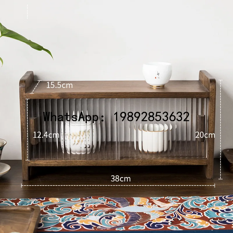 B-3  Black Walnut Wooden Display Shelf Desktop Small Multi-Treasure Cabinet Teapot Rack Ornament Tea Cup Tea Storage Bookshelf
