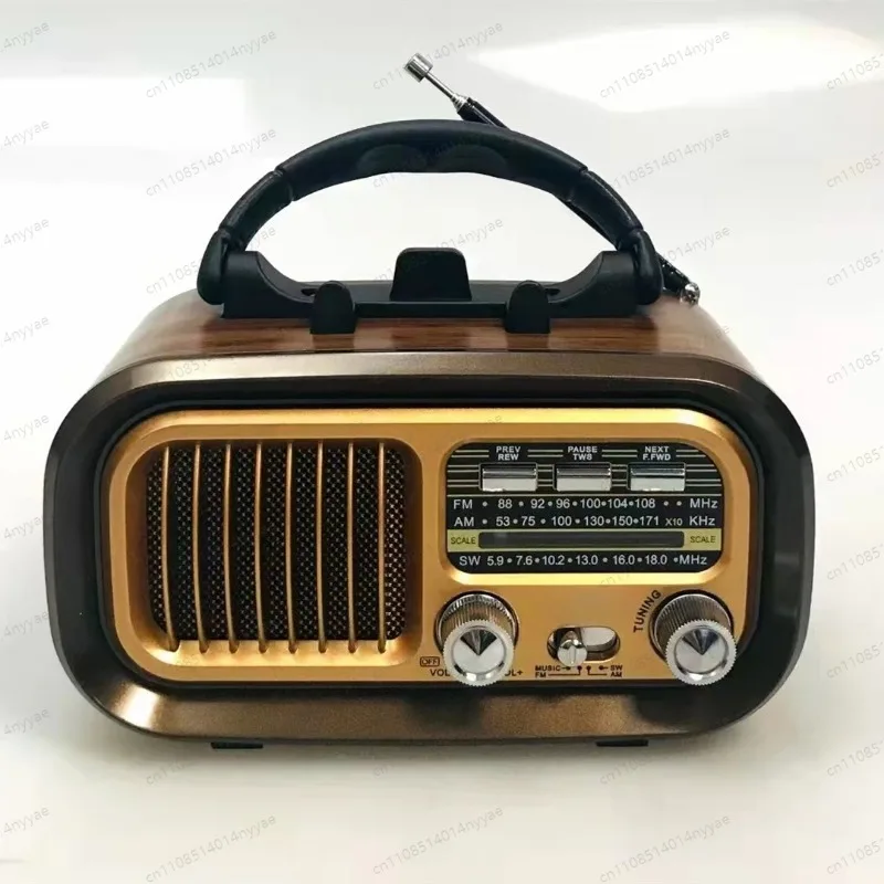 Vintage Retro Bluetooth Radio Speaker - Wood Grain Desktop Decor with FM & USB Playback, Perfect Gift for Home Office