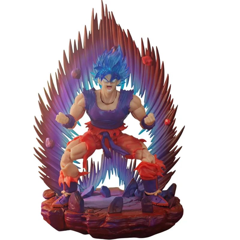 

E&C SHF Super Saiyan Blue Kaio-Ken Goku Action Figure 3.0 Articulated Body With Display Stand Dragon Ball Anime Collection Model