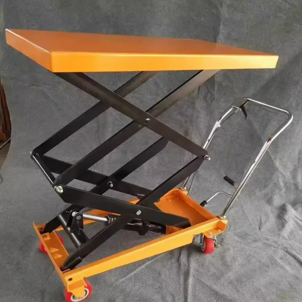 Manual hydraulic lifting platform vehicle mobile scissor type electric trolley