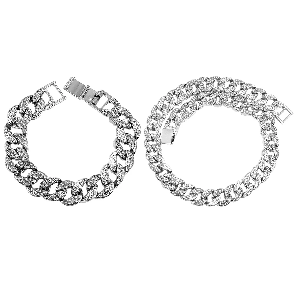

Full Diamond Chain Mens Fashion Jewelry Necklace Chains Man Men's Link Bracelets Rhinestones