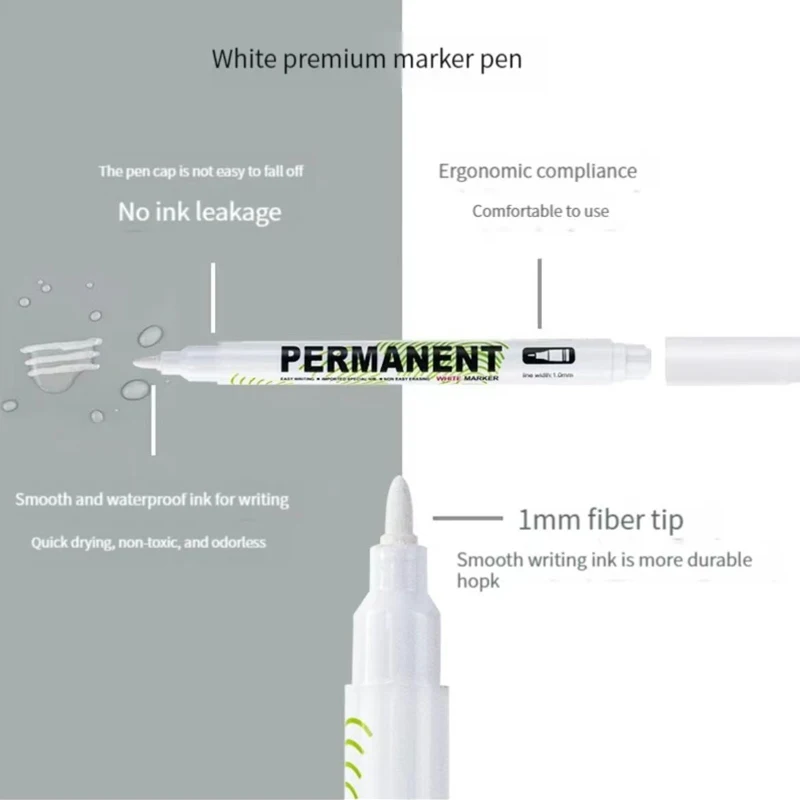 White Marker Pen Set Permanent Waterproof Graffiti Pens for Tire Tyre Tread Painting Notebook Oily Environmental Pen