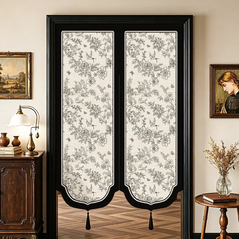 Chinese Style Privacy Curtain Bedroom Bathroom Kitchen Door Drape Elegant Tassel Design Required for Living Room Kitchen Room