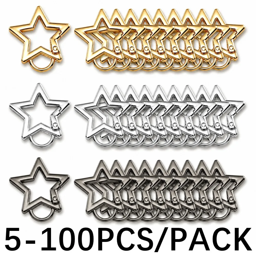 5/100Pcs five-pointed star Shaped Spring Clasps Metal Lobster Clasps Bag Clips Hook Dog Chain Buckles DIY Keychain Accessories