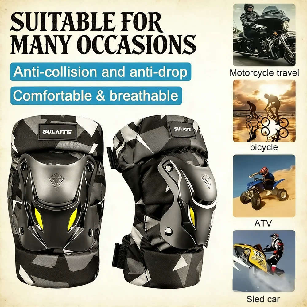 Men Camouflage Lightweight Knee Elbow Pads Comfort Protective Guards for Motorcycle Off-Road Racing Cycling Sports Gear Items