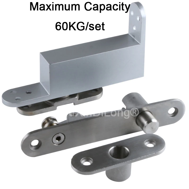 2Sets Wood Door Hidden Hinges Stainless Steel Self Closing Door Pivot Hinges 360° Shaft Invisible Hinges Capacity 60KG FG1035