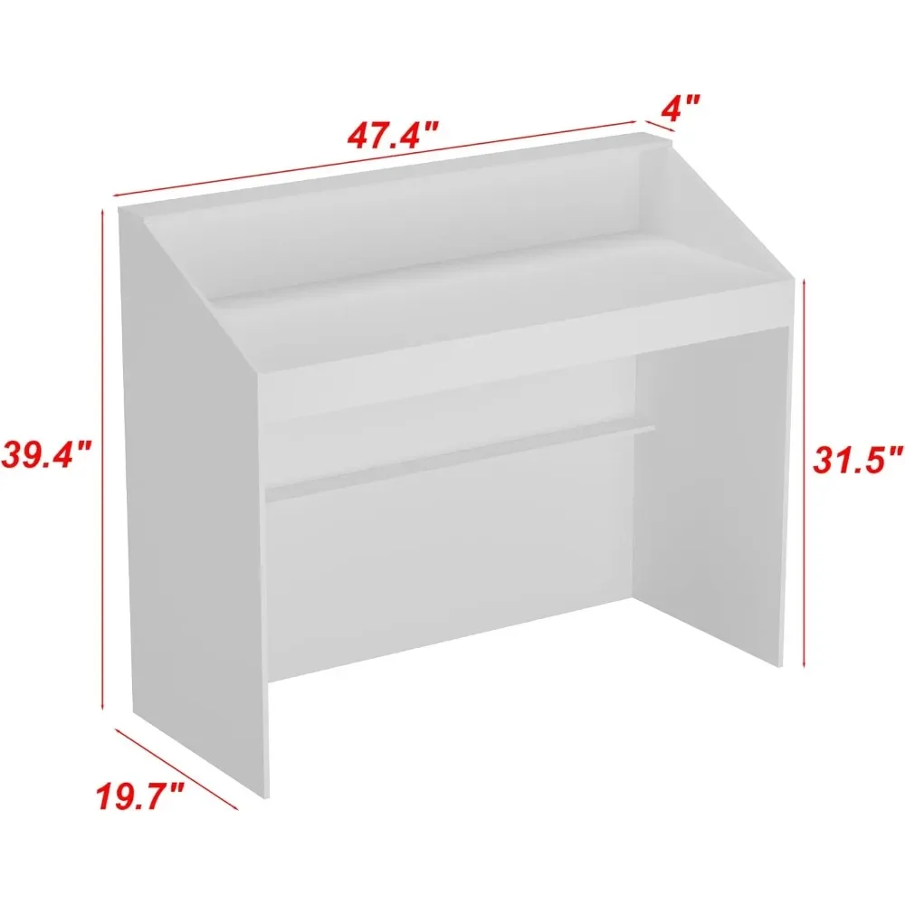 Reception Desk with Counter, Office Desk with Modern Pattern, Retail Checkout Counter Table for Clinic Lobby Salon Office