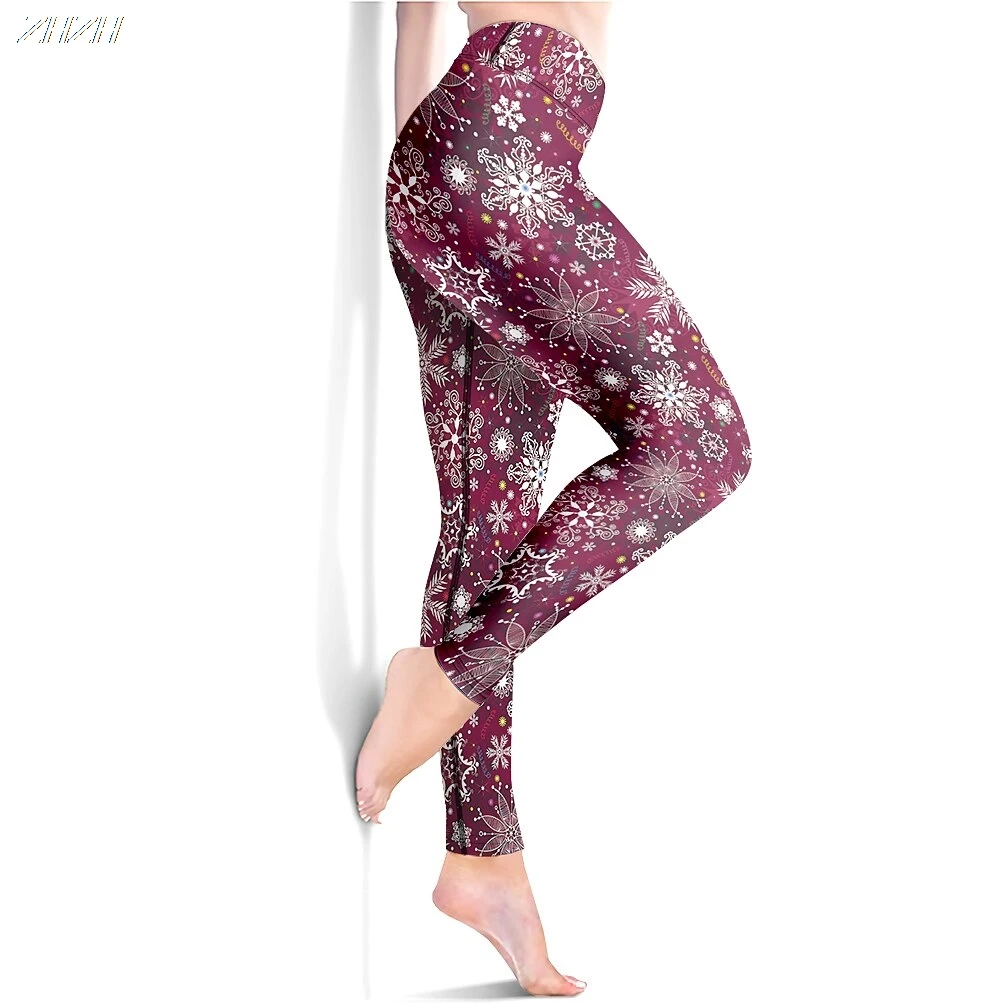 سراويل اليوغا النسائية للتحكم في الخصر العالي في صالة الألعاب الرياضية والجري واللياقة البدنية سراويل ضيقة مقصوصة لعيد الميلاد ملابس رياضية عالية المرونة #2