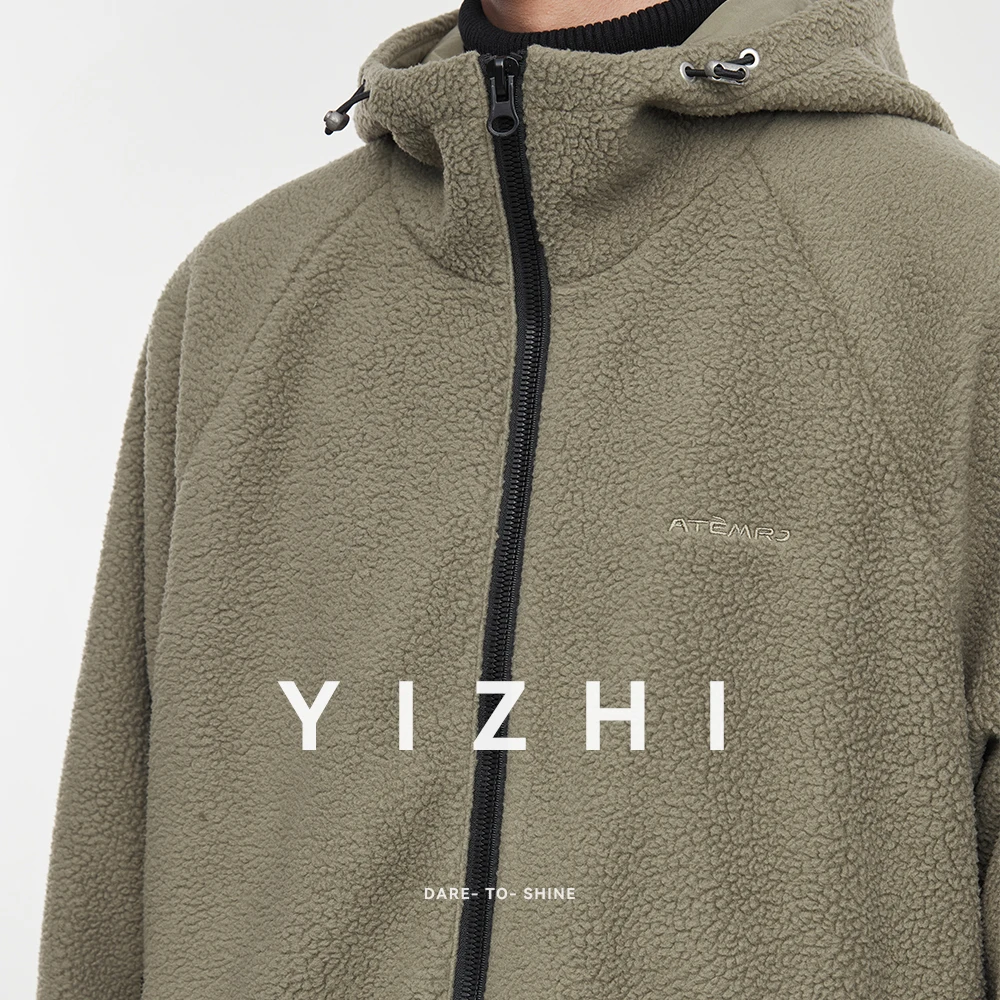 Fashion Men's Casual Full Zip Hooded Teddy Jacket 2025 Winter New Fleece Outerwear Comfortable Soft Long Sleeve Coat Top