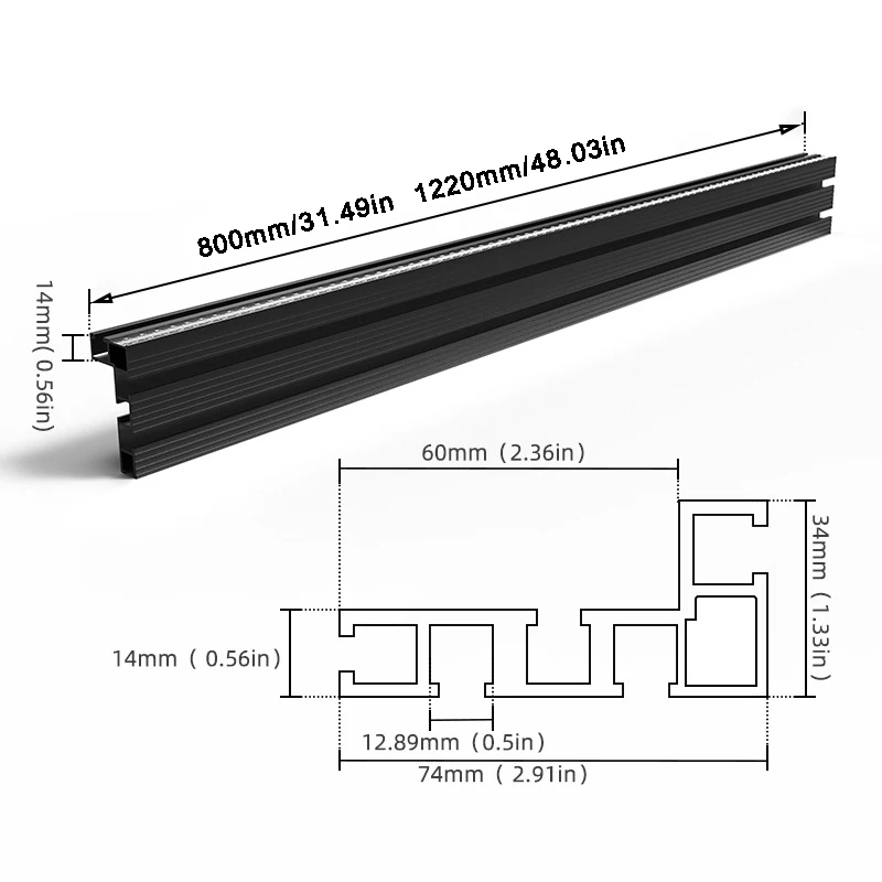 800mm 74형 알루미늄 합금 프로파일 펜스 라우터 펜스 T-트랙 테이블 펜스 시스템 목공 액세서리용 마이터 톱 펜스