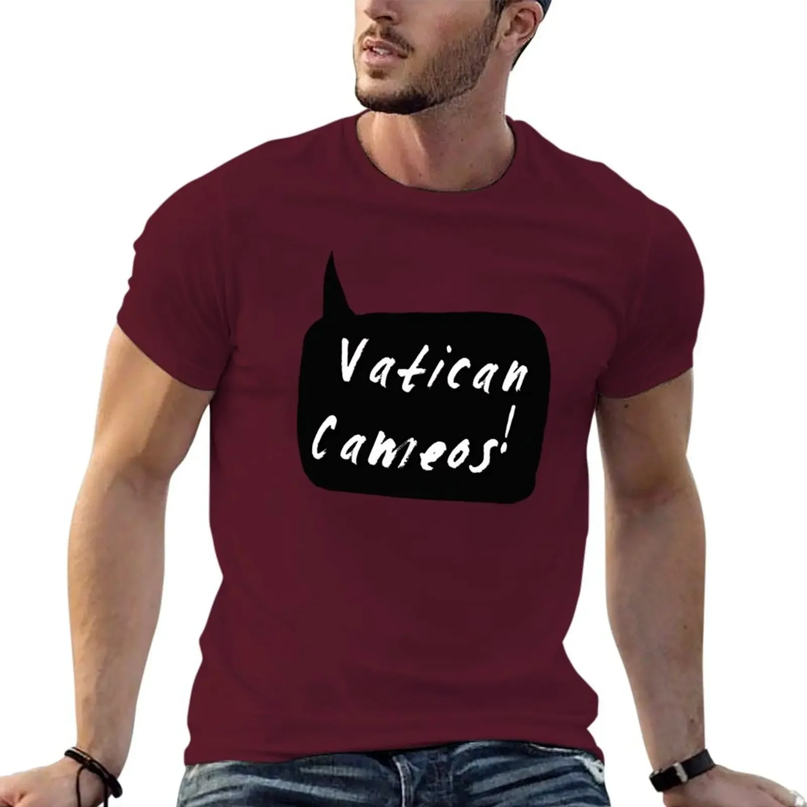 Vatican Cameos! (White text) T-shirt graphics heavyweights summer tops Men's t-shirts