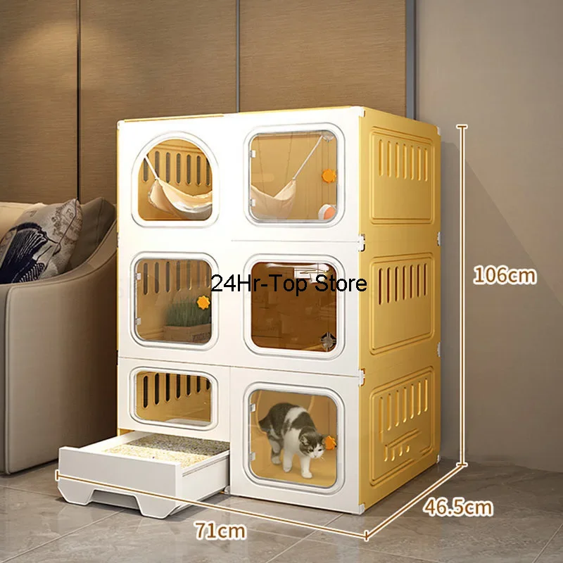 

Transparent Cat Cages Living Room Indoor Cat Litter Box Integrated Cat House Cat Fence Cat Cabinet with Closed Toilet Cat Villa