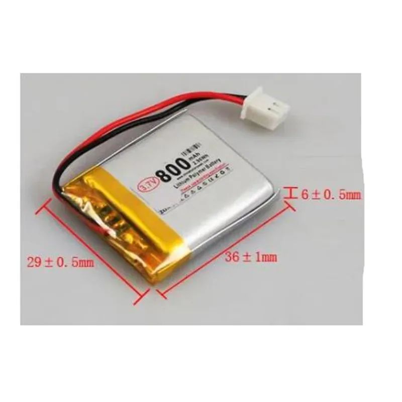 2Pcs/Lot 603035 3.7V 800MAh Li-Polymer Rechargeable Battery For Pen MP3 MP4 Bluetooth Mini Speaker