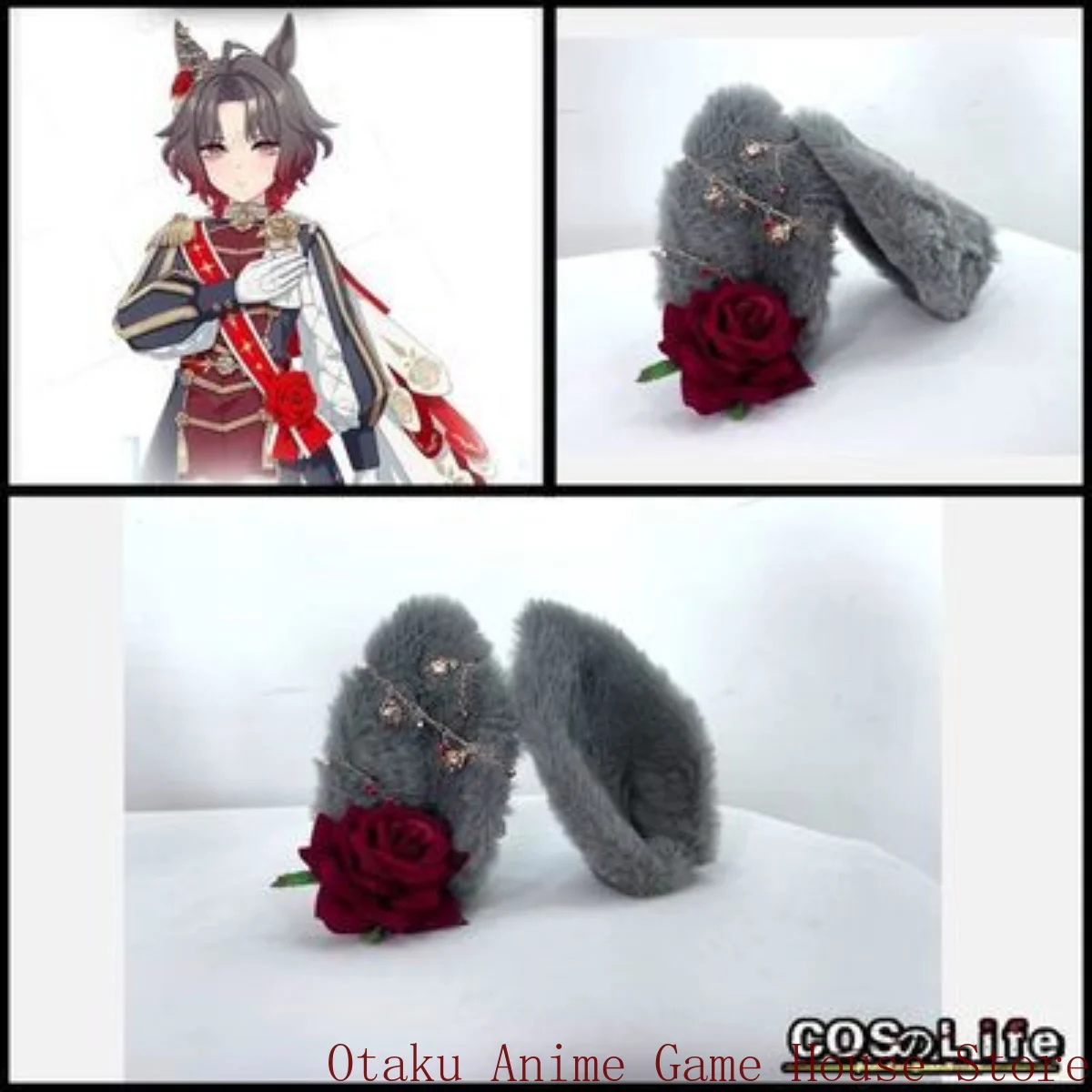 Umamusume: Pretty Derby Roses Kingdom Handmade Cosplay Prop Flufffy Ear Role Play Comic Con Accessories Hair Pin Gift Halloween