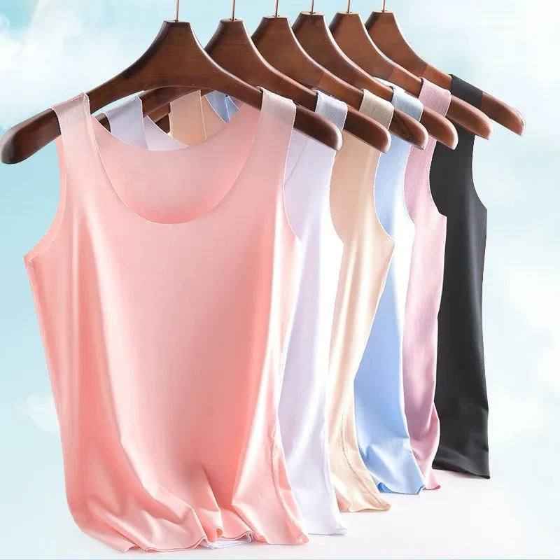 

Summer Ice Silk Vest Women's Underwear Slimming Strap Tank Top Student Korean Sle Sl Thermal Base Layer irt