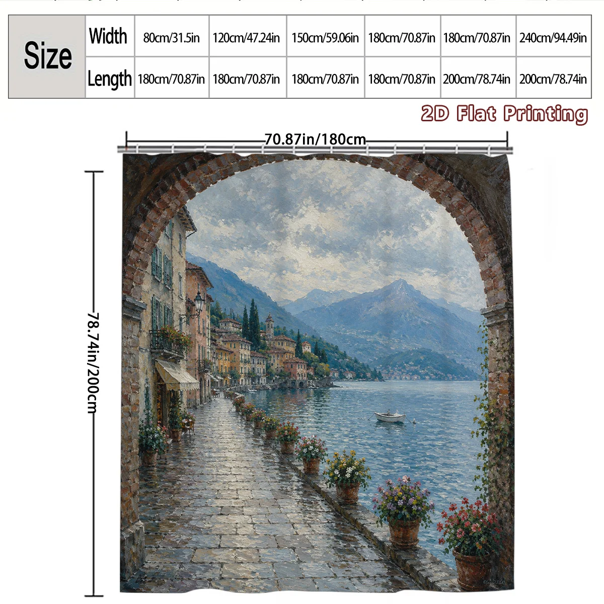 Luxury Roman Town Bath Curtain Shower Curtain Waterproof Waterproof Bathroom Decor Art Print