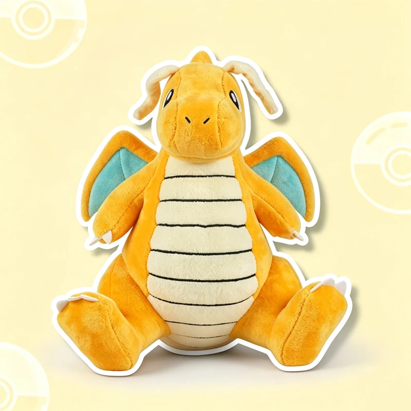 Kawaii Dragon Type Dragonite Plush Kawaii Soft Stuffed Animal Anime Collectible Doll Birthday Xmas Gift for Kids