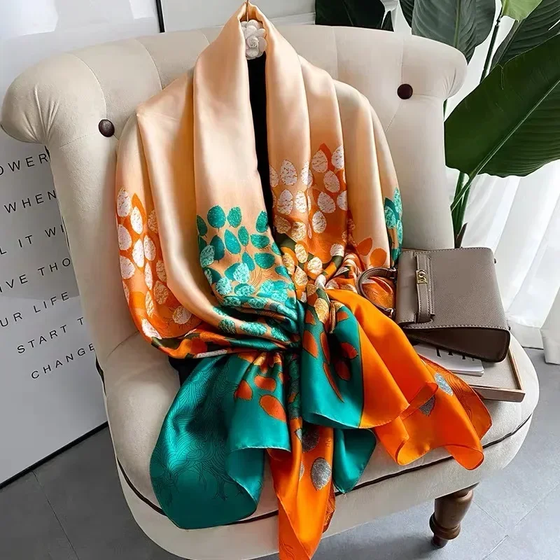 2024 New Spring Scarf Women\'s Luxury Design Scarf Silk Smooth Scarf Soft Muslim Headband Shawl Beach 85x180CM