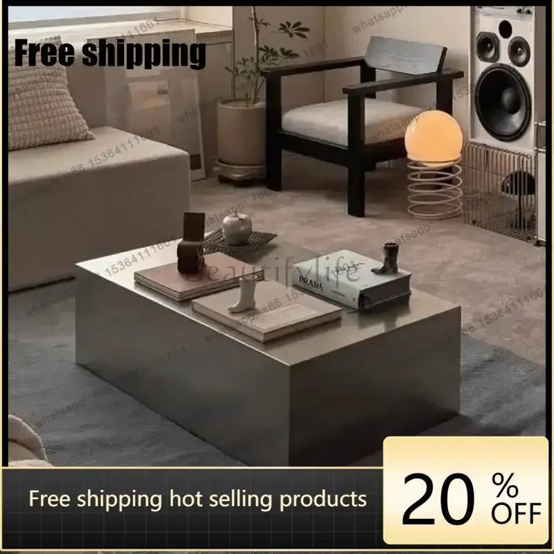 

XX.Metal Luxury Coffee Tables European Style Modern Narrow Decor Coffee Tables Stainless Designer Mesa De Centro Furniture Home