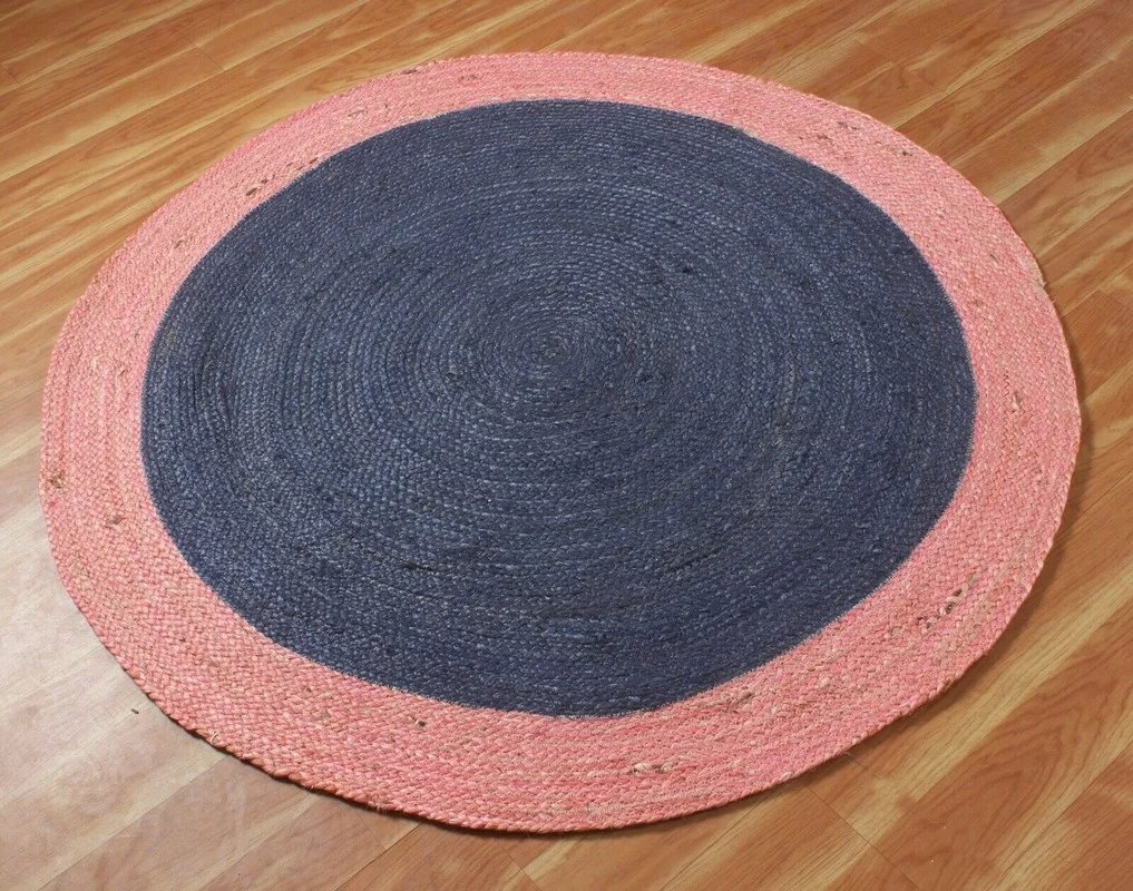 Rug Handmade Natural Jute Carpet Handloom Braided Kitchen Area Rugs 5x5 Feet Round Doormats