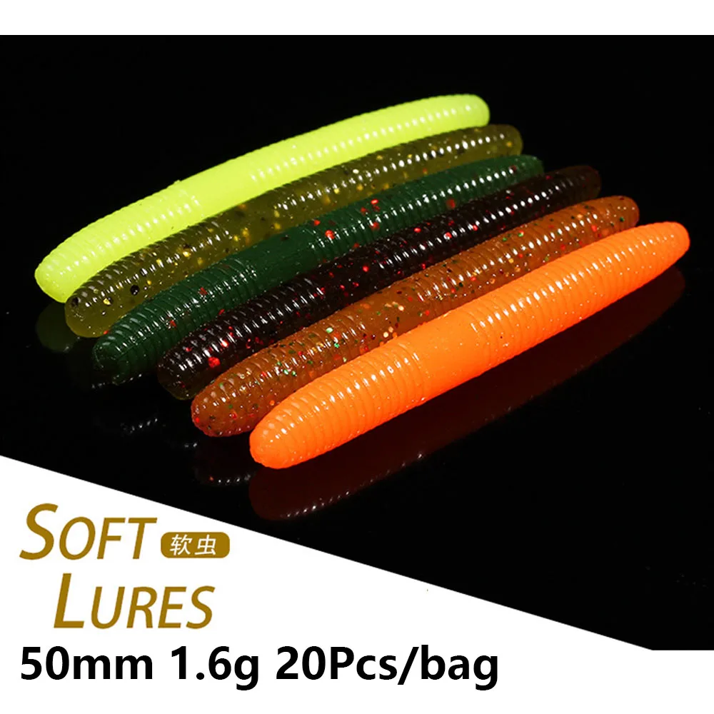 Soft Lure 20Pcs 50mm 1.6g Fishing Bass Floating Senko Worm Plastic Softbait For Wacky Rig Carolina Rigged Texas Rigged