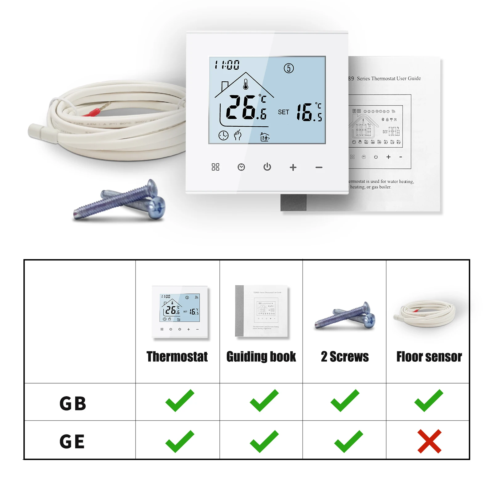 MINCO HEAT NO WIFI M4 Touch Screen Temperature Controller 3A 16A Programmable Thermostat for Water/Electric Floor/Gas Boiler