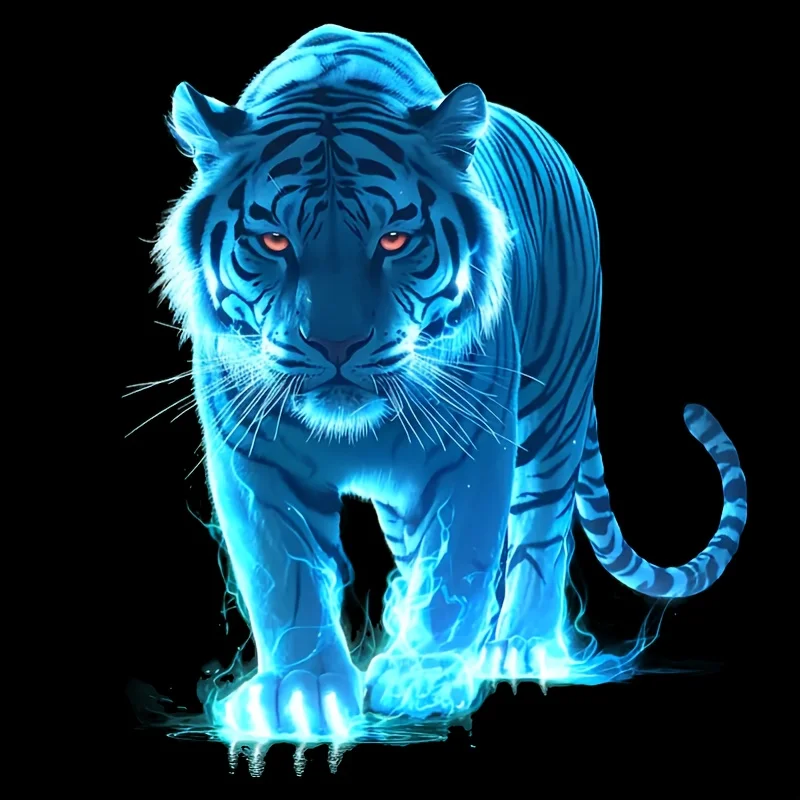 1PC Blue Flame Tiger Motorcycle Stickers Waterproof for Scooter Fuel Tank Vinyl Decals DIY Car Window Bumper Body Decoration image 5