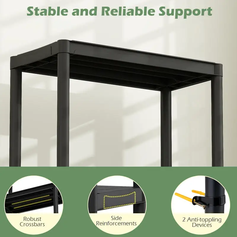 

5-Tier Heavy-Duty Plastic Storage Shelves Freestanding Garage Shelving Unit