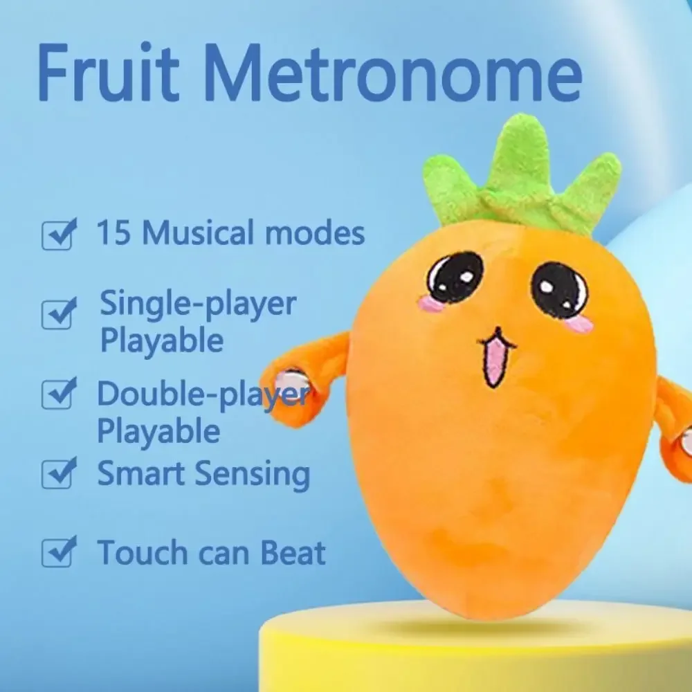 Metrônomo de indução de frutas criativas 15 modos de música bonito ritmo musical boneca de pelúcia som estridente interativo jogando conjunta
