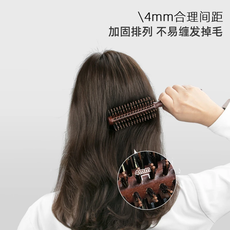 

Wood Handle Boar Bristles Round Brush Tail Professional Barber Styling Tools Teasing Comb for Hair Curly Comb Hairbrush