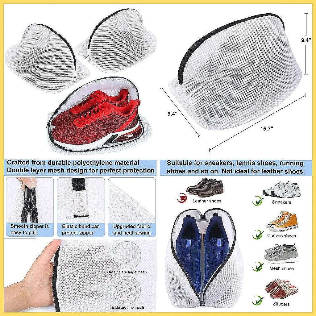 Netz-Wäschebeutel mit Reißverschluss - Wasch- und Aufbewahrungsorganizer für Sneaker, BHs, Socken