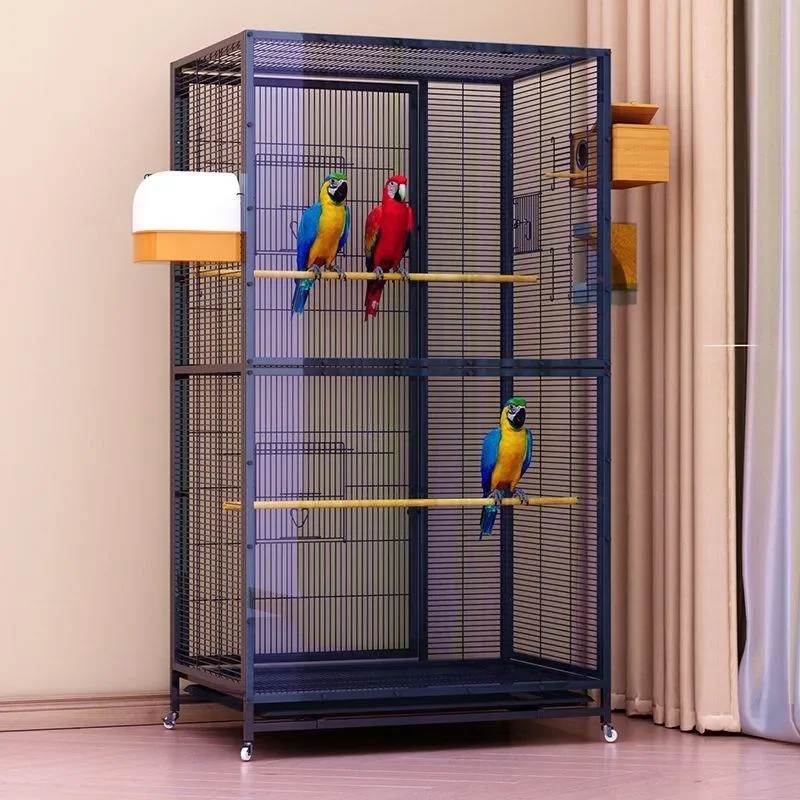 For Parrot Large Bird Cage Transparent Acrylic Villa Style Gray Luxury Ecological King Kong Design Spacious Ornamental Pet