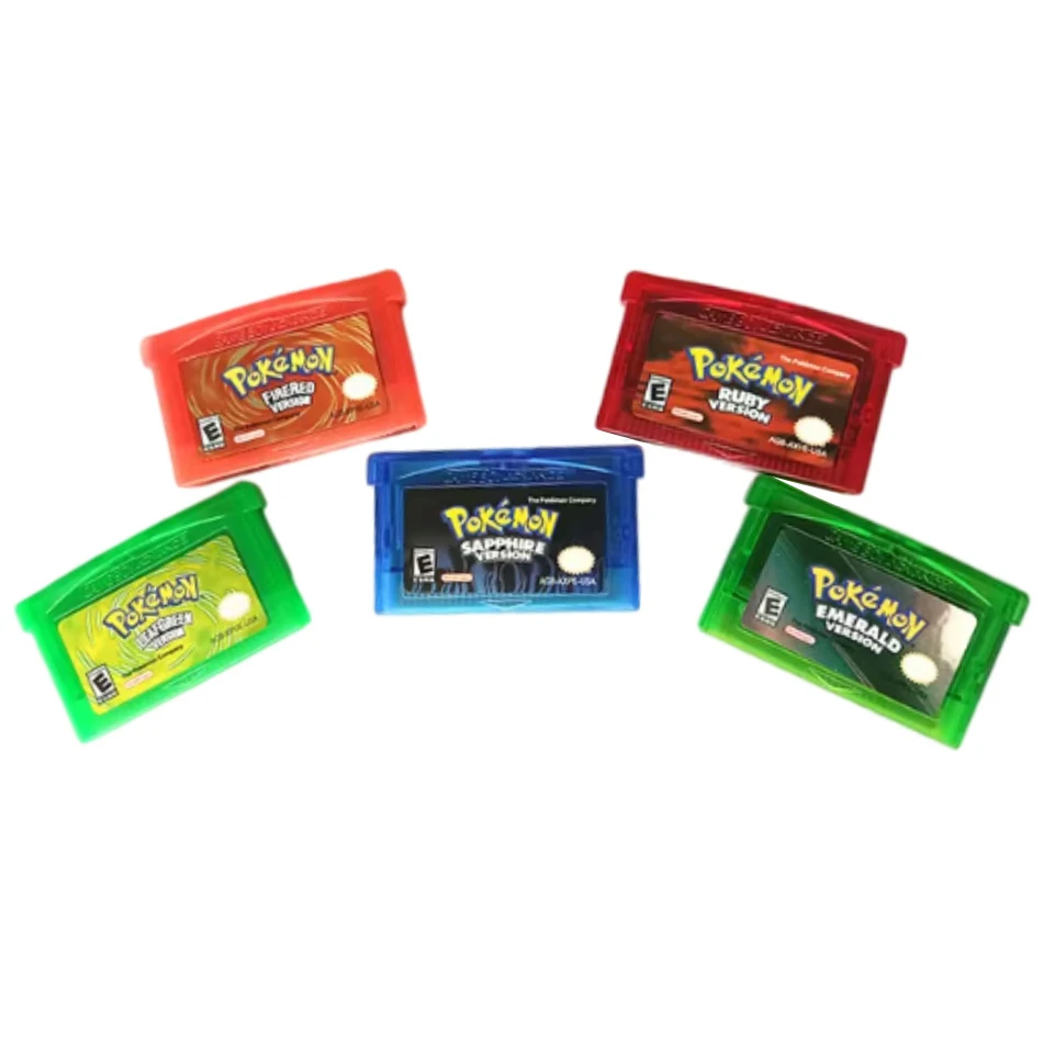 Scheda di gioco NDSL/GBM/GBASP GBA cassetta da gioco classica vendita calda Pocket Monster Red, Blue, Emerald, Fire Red Leaf