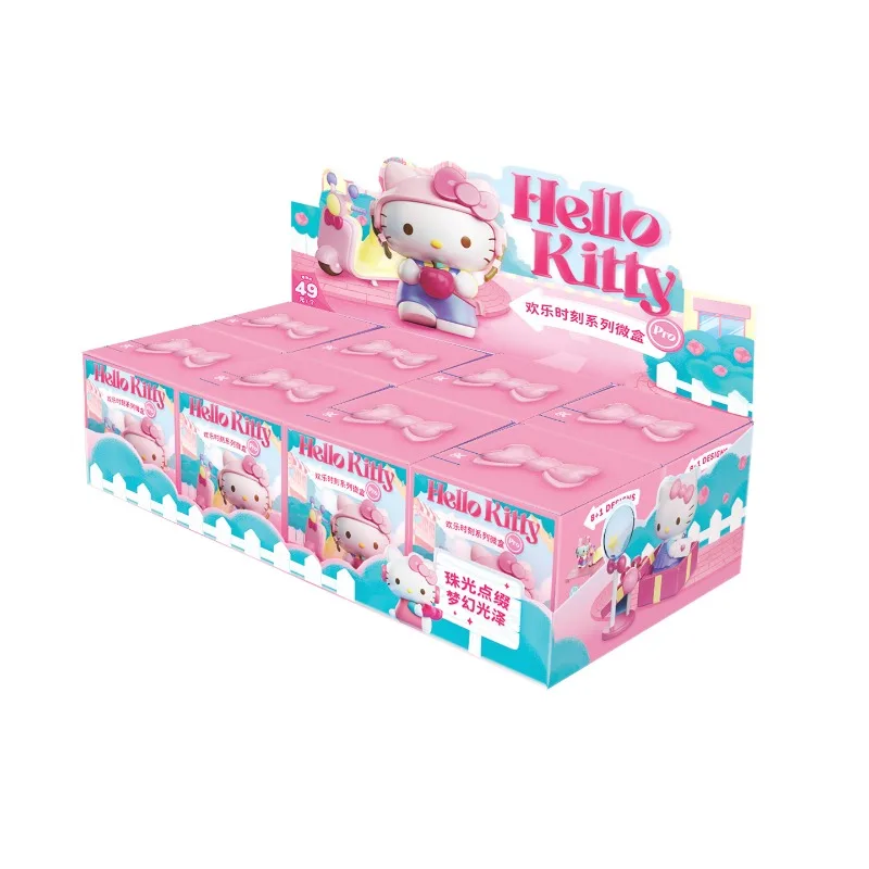 Hello Kitty Immersive Cottage Blind Box Four-Grid Transparent Storage Set Girlish Heart Bedroom Desktop Decoration Ornament