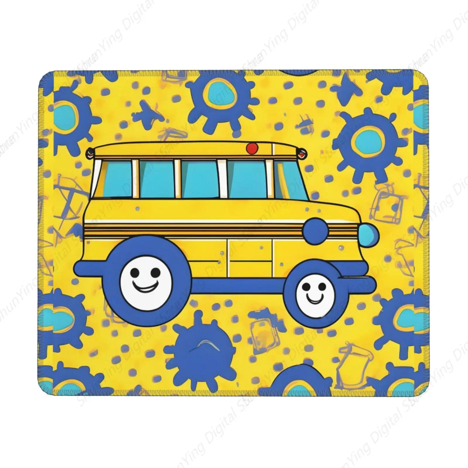 

School Bus Pattern Mouse Pad With Anti Slip Rubber Stitching Edge Suitable For Gaming Office Laptop Mouse Pad 18*22cm