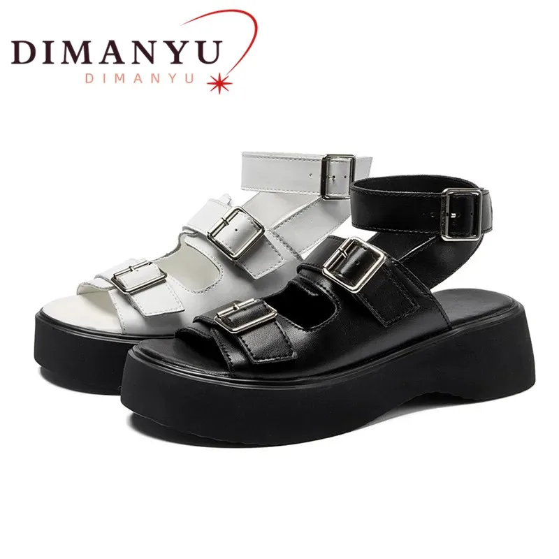 

Genuine Leather Summer Sandals Women 2024 New Open-toed Women Beach Sandals Wedge Fashion Women's Sandals