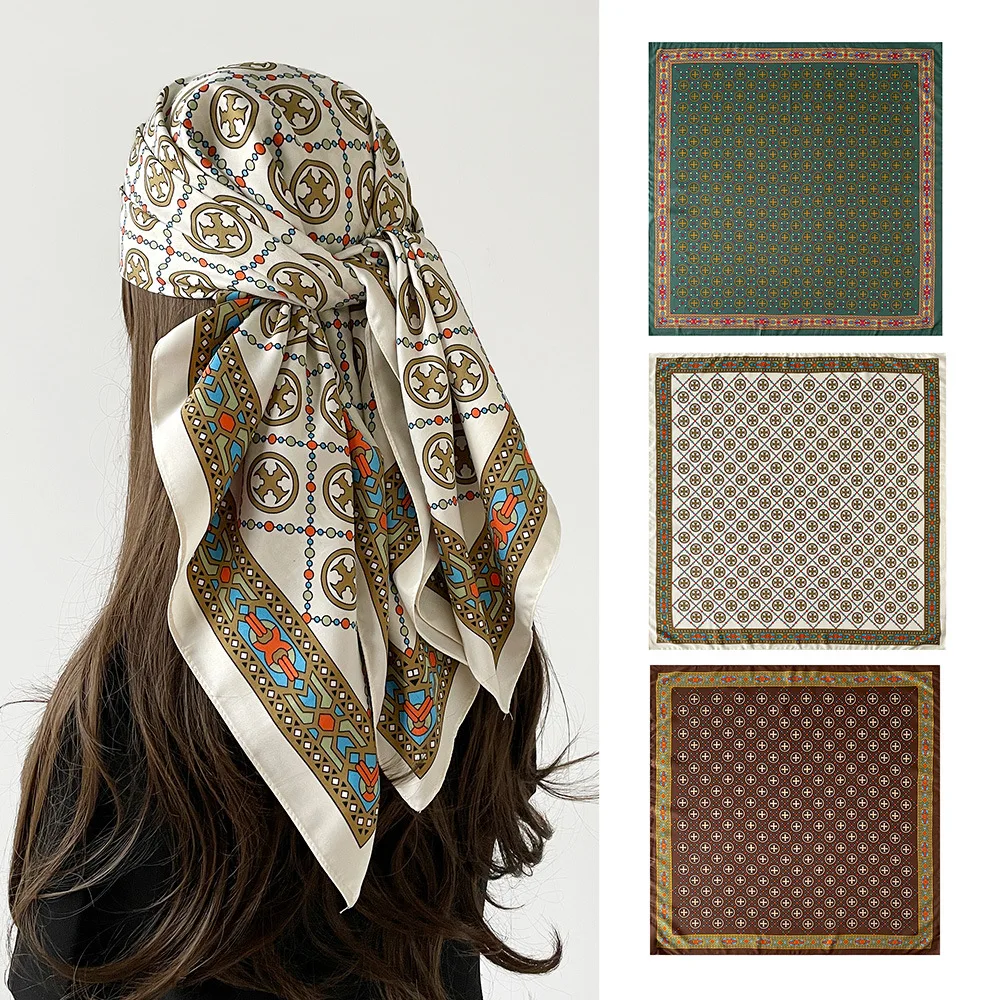 

Printed Square Scarf 90s Retro Floral Twill Scarf For Women Lightweight Shawl Wrap Headband Neck Bandana Gift